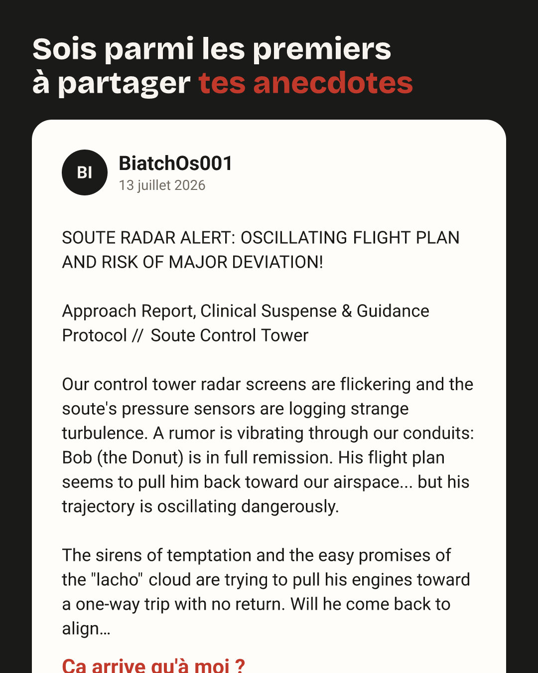 BiatchOs001 : SOUTE RADAR ALERT: OSCILLATING FLIGHT PLAN AND RISK OF MAJOR DEVIATION! 

Approach Report, Clinical Suspense & Guidance Protocol // Soute Control Tower

Our…